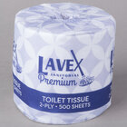 Lavex Janitorial 4 1/2 inch x 3 1/2 inch Premium Individually-Wrapped 2-Ply Standard 500 Sheet Toilet Paper Roll   - 96/Case