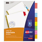 Avery 11123 Big Tab White Paper 8-Tab Multi-Color Insertable Dividers