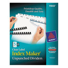 Avery 11443 Index Maker Unpunched 5-Tab Divider Set with Clear Label Strip - 25/Box