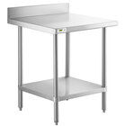 Regency 30" x 30" 16-Gauge Stainless Steel Commercial Work Table with 4" Backsplash and Undershelf
