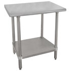 Advance Tabco VSS-242 24" x 24" 14 Gauge Stainless Steel Work Table with Stainless Steel Undershelf
