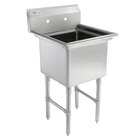 Regency 23" 16-Gauge Stainless Steel One Compartment Commercial Sink with Stainless Steel Legs, without Drainboard - 18" x 18" x 14" Bowl