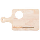 Choice 13 1/2" x 7 1/2" x 3/4" Medium Wooden Bread / Charcuterie Cutting Board with Ramekin Insert, Knife Slot, and Handle
