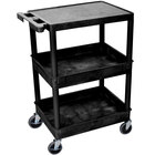 Luxor Three Shelf Plastic Bussing Carts and Transport Carts
