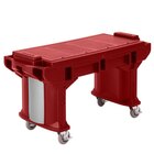 Cambro VBRTL5158 Hot Red 5' Versa Work Table with Standard Casters - Low Height