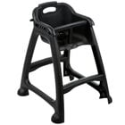 Lancaster Table &amp; Seating Ready-To-Assemble Black Stackable Restaurant High Chair with Tray (No Wheels)