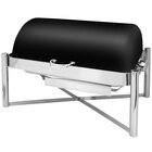 Stainless steel rectangular chafer with roll top black matte finish lid