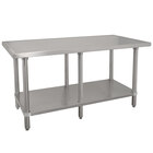 Advance Tabco VSS-368 36" x 96" 14 Gauge Stainless Steel Work Table with Stainless Steel Undershelf
