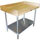 Advance Tabco BG-306 Wood Top Baker's Table with Galvanized Undershelf - 30" x 72"