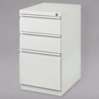 Hirsh Industries 19353 White Mobile Pedestal Letter File Cabinet with 2 Box Drawers and 1 File Drawer - 15" x 19 7/8" x 27 3/4"