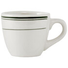 Tuxton TGB-035 Green Bay 3.5 oz. Eggshell China Espresso Cup with Green Bands   - 36/Case