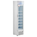 Galaxy GDN-5 16 1/2" White Swing Glass Door Merchandiser Refrigerator with Red, White, and Blue LED Lighting