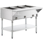 ServIt GST-3WE-LP Three Pan Open Well Liquid Propane Steam Table with Undershelf - 10,500 BTU