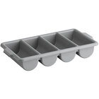 Choice Gray 4-Compartment Plastic Cutlery Box / Flatware Bin with Handles