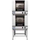 Moffat E23M3/2 Turbofan Double Deck Half Size Electric Convection Oven with Mechanical Controls and Stainless Steel Stand - 220-240V, 1 Phase, 6 kW