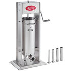 Avantco SS-30V 30 lb. Stainless Steel Vertical Manual Sausage Stuffer with 1/2", 3/4", 1 1/4", and 1 1/2" Stainless Steel Funnels