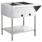 Avantco STE-2S Two Pan Open Well Electric Steam Table with Undershelf - 120V, 1000W