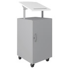 Hirsh Industries 24076 White / Arctic Silver Mobile Lectern / Podium with Adjustable Laminate Top and Lockable Storage - 18" x 18" x 50"