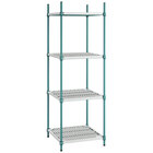 Regency+ 24" x 24" Green Epoxy Polymer Drop Mat 4-Shelf Kit with 74" Posts