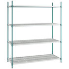 Regency+ 24" x 60" Green Epoxy Polymer Drop Mat 4-Shelf Kit with 74" Posts