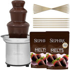 Sephra Select 16" Chocolate Fountain Package with Dark Chocolate Melts and Bamboo Skewers - 120V, 180W