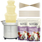 Sephra Select 16" Chocolate Fountain Package with White Chocolate Melts and Bamboo Skewers - 120V, 180W
