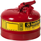 Justrite 2.5 Gallon Type I Red Steel Gas / Flammables Safety Can with Flame Arrester 7125100