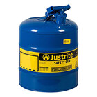 Justrite 5 Gallon Type I Blue Steel Kerosene Safety Can with Flame Arrester 7150300