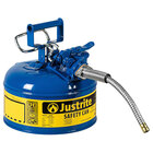 Justrite 1 Gallon Type II Blue Steel Kerosene AccuFlow Safety Can with 5/8" Diameter Metal Hose and Flame Arrester 7210320