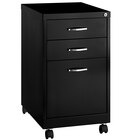 Hirsh Industries 15" x 19" x 26" Black Mobile Pedestal Filing Cabinet with 3 Drawers