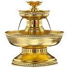 Apex 3002-GT Maitre'd 5 Gallon Gold Aluminum Beverage Fountain with Gold Trim &amp; Floral Cup