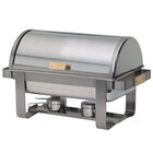 Stainless steel rectangular roll top chafer with satin finish