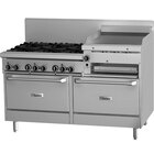 Garland GF60-6R24RR Natural Gas 6 Burner 60" Range with Flame Failure Protection, 24" Raised Griddle / Broiler, and 2 Standard Ovens - 265,000 BTU