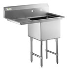 Regency 38 1/2" 16-Gauge Stainless Steel One Compartment Commercial Sink with Stainless Steel Legs and 1 Drainboard - 18" x 18" x 14" Bowl - Left Drainboard