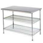 Stainless Steel Work Tables with Chrome Wire Shelving