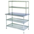 Stainless Steel Work Tables with Chrome Wire Shelving