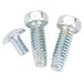 A close-up of three screws and nuts.