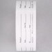 A roll of National Checking Company dissolvable white product labels.