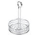 An American Metalcraft chrome metal birdnest condiment caddy with a handle.