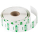 A roll of white labels with green text for Friday.