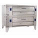A large stainless steel Bakers Pride double deck pizza oven.