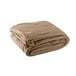 A folded desert tan Oxford polyester fleece blanket.
