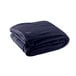 A folded navy blue Oxford king size fleece blanket.