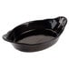 A black oval shaped Tablecraft au gratin dish.