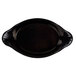 A black oval shaped dish.