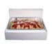 A Polar Tech insulated food pan shipping box with a tray of spaghetti and sauce inside.