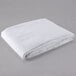 A folded white Oxford Super Blend hotel duvet cover with white tone on tone stripes.