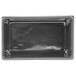 A black rectangular Tablecraft server with ridges and a silver rim on a white background.