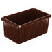 A brown rectangular Tablecraft server with ridges and a lid.