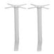 A pair of white metal BFM Seating end table bases with two legs.